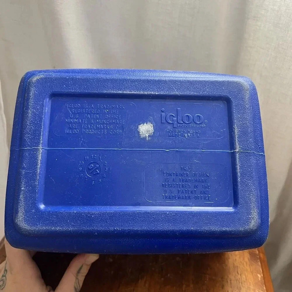 Vintage Mini Mate Cooler Lunch Box by Igloo Made‎ in USA Blue White Purple - Picture 7 of 11